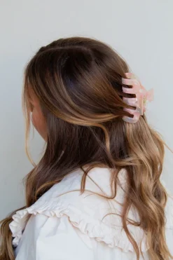 Andi Pink Marbled Chunky Claw Clip