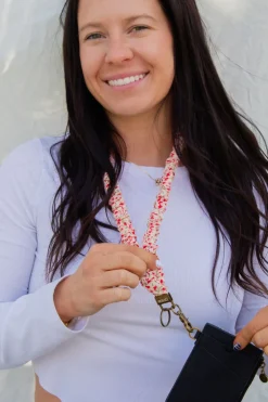 Andi Red & Pink Floral Lanyard