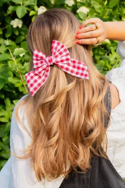 Andi Red Gingham Bow Clip