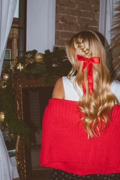 Andi Red Ribbon Bow Clip