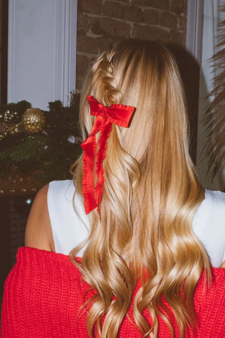 Andi Red Ribbon Bow Clip