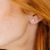 Andi Round Diamond Studs - Hypoallergenic - Multiple Colors