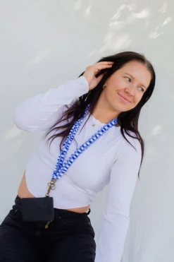 Andi Royal Blue Checkered Lanyard
