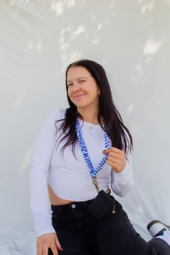 Andi Royal Blue Checkered Lanyard