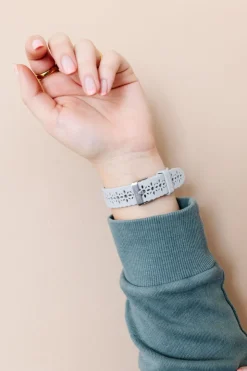 Andi Samsung Cloudy Gray Floral Silicone Watch Band