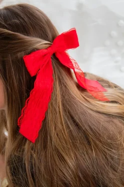 Andi Satin Lace Long Bow Clip