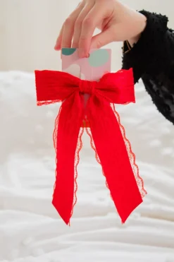 Andi Satin Lace Long Bow Clip