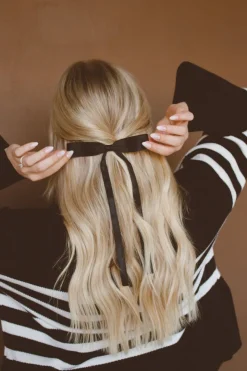 Andi Satin Ribbon Long Bow Clip
