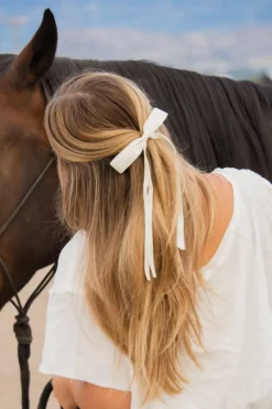 Andi Satin Ribbon Long Bow Clip
