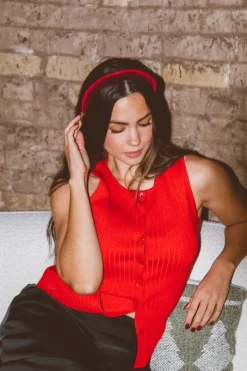 Andi Scarlet Velvet Headband
