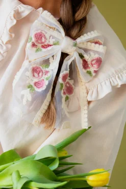 Andi Sheer Floral Bow Barrette