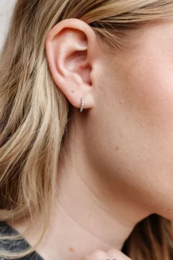 Andi Silver Crystal Hoops - Hypoallergenic