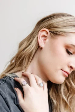 Andi Silver Crystal Hoops - Hypoallergenic