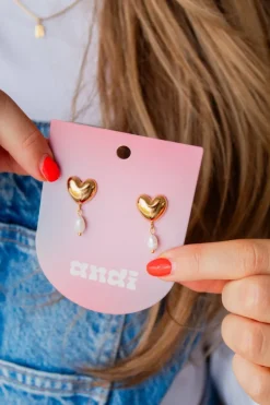Andi Sweet Heart and Pearl Earrings