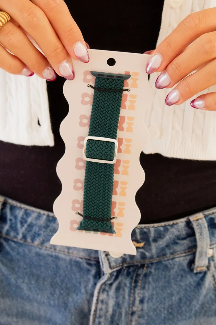 Andi Teal Thick Weaved Adjustable Elastic Watch Band