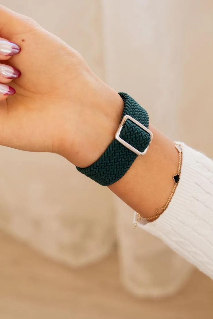 Andi Teal Thick Weaved Adjustable Elastic Watch Band
