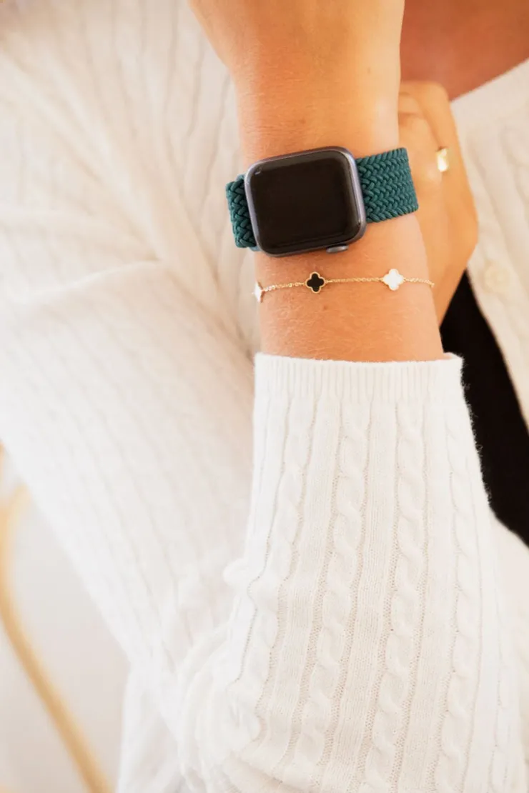 Andi Teal Thick Weaved Adjustable Elastic Watch Band