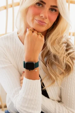 Andi Teal Thick Weaved Adjustable Elastic Watch Band