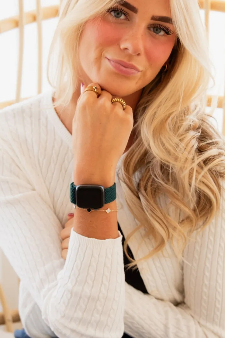 Andi Teal Thick Weaved Adjustable Elastic Watch Band