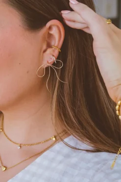 Andi Thin Gold Wire Bow Earrings