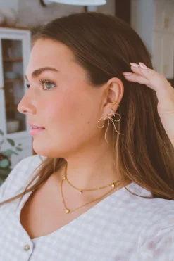 Andi Thin Gold Wire Bow Earrings