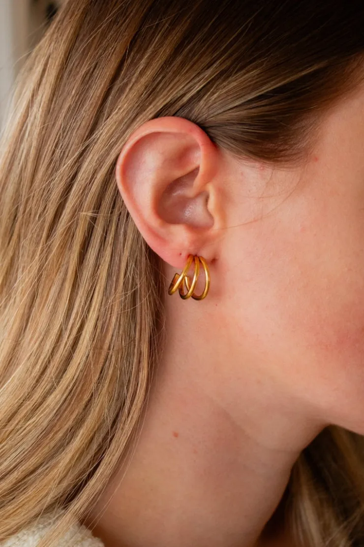 Andi Tri-Split Half Hoop Earrings