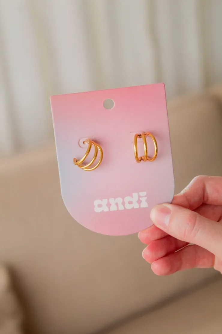 Andi Tri-Split Half Hoop Earrings