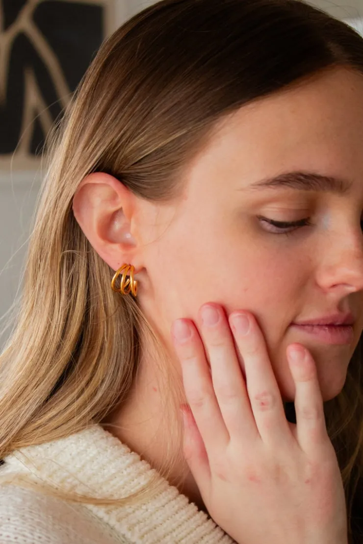 Andi Tri-Split Half Hoop Earrings