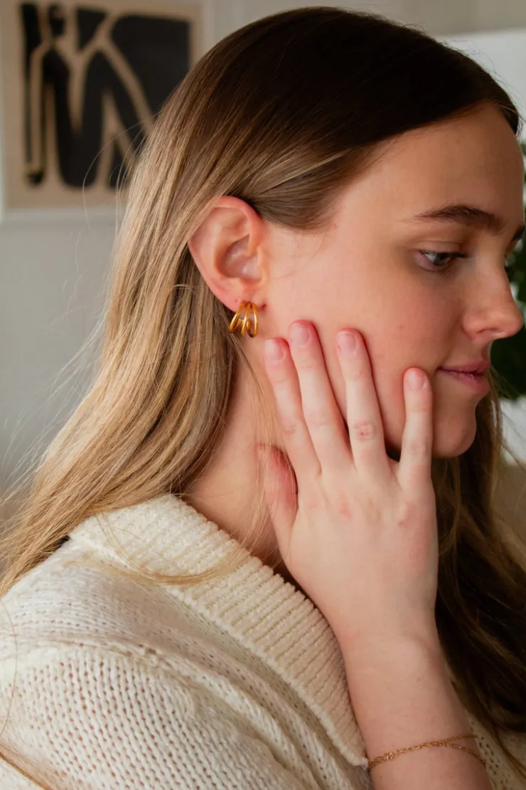 Andi Tri-Split Half Hoop Earrings