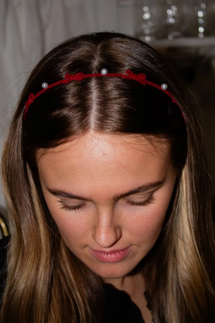 Andi Velvet Bow & Pearl Headband