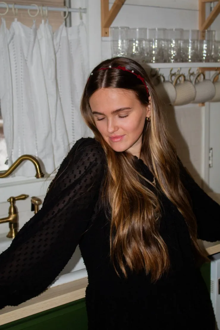 Andi Velvet Bow & Pearl Headband