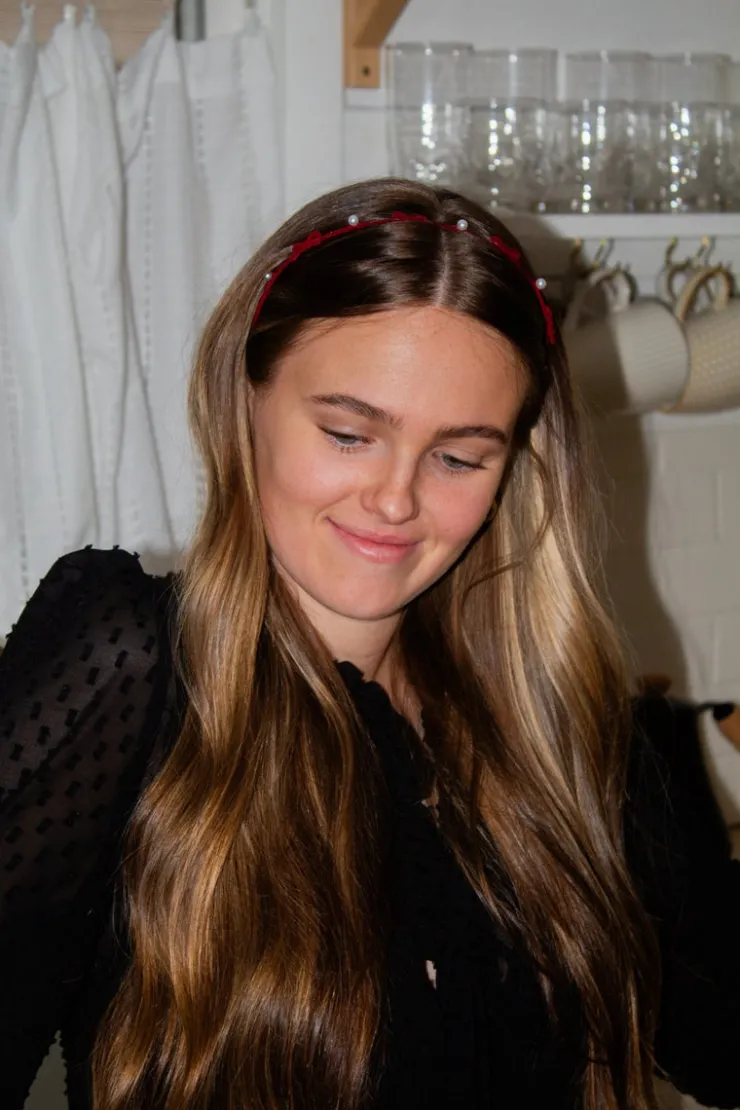 Andi Velvet Bow & Pearl Headband