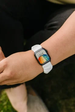 Andi White Hexagon Athletic Scrunchie Band Compatible with Apple Watch