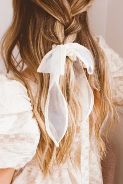 Andi XOXO Cream Long Bow Scrunchie