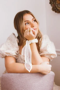 Andi XOXO Cream Long Bow Scrunchie