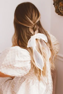 Andi XOXO Cream Long Bow Scrunchie